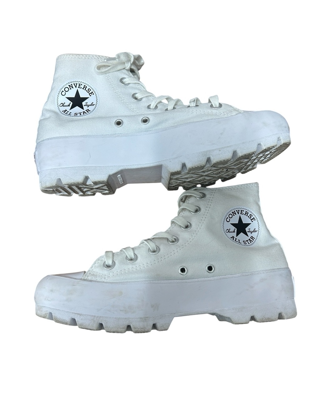 Converse White High Top Platform Lug-Sole Sneakers Size 8 - Picture 3 of 8